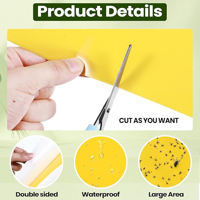 Qualirey 150 Pcs 6 x 8 Inch Sticky Traps for Plant Double Sided Sticky Trap for Gnats with Twist Ties Fly Traps for Fruit Insect Fungus Bugs Indoor Outdoor (Yellow,Blue,Black)