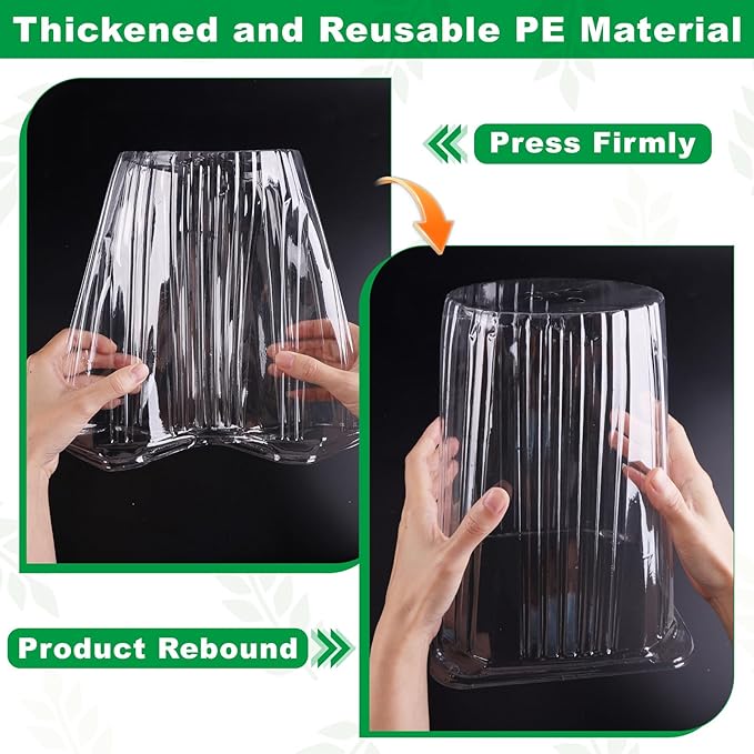 30 Pack Garden Cloches for Plants, Reusable Plant Covers with Adjustable Rotary Vent, Frost Protection, Protect from Animals Snails Birds Insects, Mini Greenhouse, 9.44" H x 7.48" D
