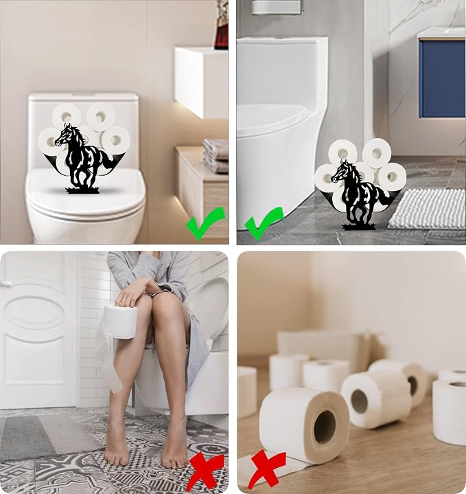 Whimsical Horse Toilet Tissue Holder,Animal Paper Holders,Decorative Metal Papers Holder,Funny Toilet Animal Storage for Bathrooms,Bathroom Paper Organizer for Extra 8 Rolls Free Standing Art Decor