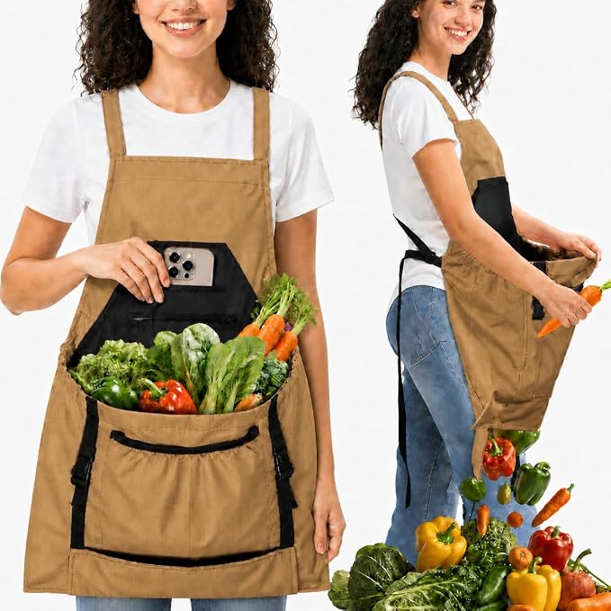 Gardening Apron,Canvas Garden Apron with Pockets for Women and Men,Harvest Apron,Gifts for Gardeners