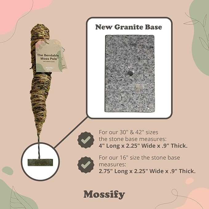 Mossify Bendable Moss Pole 30'' Monstera Plant Support for Climbing Indoor Plants - 100% Sustainably Farmed Moss Pole for Plants Indoor Growth - Flexible Handmade Sphagnum Plant Poles Support