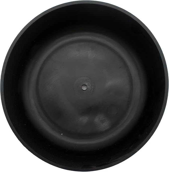 The HC Companies 8 Inch Round Plastic Succulent Capri Bowl Decorative Indoor Flower Succulent Planter Pot with Drain Plug Hole, Faux Concrete Color with Copper Bottom Color (2 Pack)