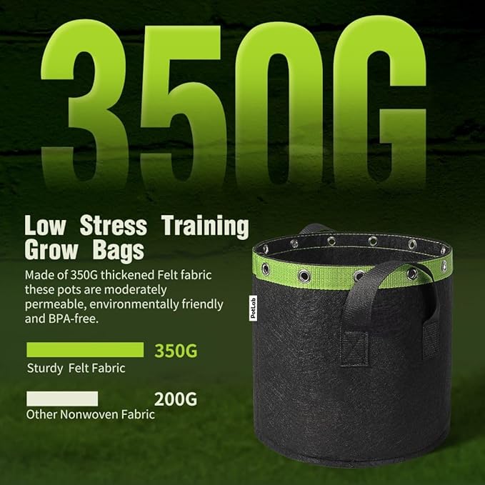 POTLAB® 7 Gallon Grow Bags (5-Pack),Low Stress Training Fabric Pots with Handles,Garden Bags to Grow Vegetables