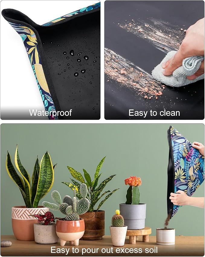 Extra Large Thickened Repotting Mat Waterproof Plant Mat, 43.5"x 29.5" Oxford Succulent Gardening Mat, Foldable Potting Tray for Indoor Plants Transplanting and Mess Control