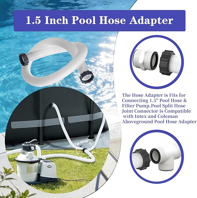 1.5" Pool Filter Pump Hose & Pool Hose Adapter Connector for Intex Pump Sand Filters & Saltwater Systems 29060E 59" Long Pool Hose Fit for Coleman Above Ground Swimming Pools Sand Filter Pumps Parts
