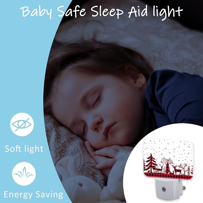 Night Light New Year Pattern Plug-in Wall LED Night Lamp with Dusk-to-Dawn Smart Sensor Lamp for Adult Bedroom Living Room Hallway Kitchen
