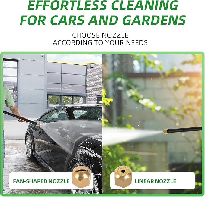 Jet Nozzle High Pressure Hose Nozzle for Garden Hose，Hydro Jet Nozzle Power Washer Wand for Garden Hose with 2 Different Nozzles and Quick Connectors for Car, Patio, Window Washing, Blue