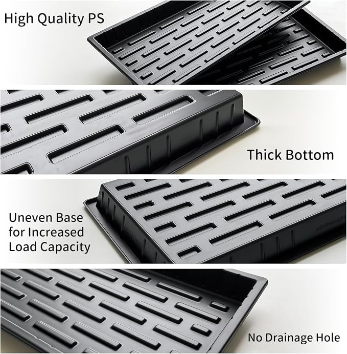 RooTrimmer 20 Pack Shallow 1020 Trays No Holes, Heavy Duty Reusable Seed Starter Flat Seedling Tray for 72/128 Cell Plug Tray, Transplant, Microgreen & Seed Germination (21"×11", 1.6" Deep, TD538)