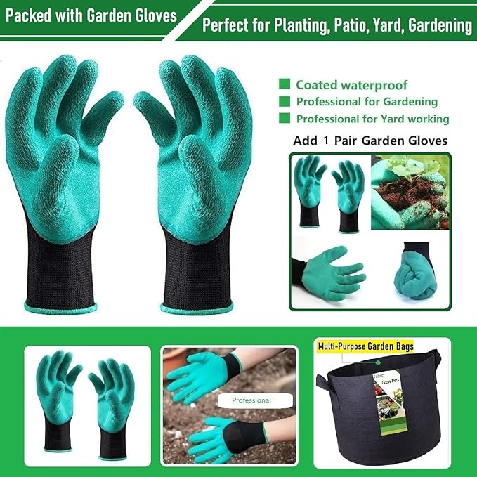 150 Gallon Big Raised Garden Bed Bag (44x24 inch) Large Plant Grow Bag for Potato,Tomato Planter,Herbs Veggies Planter,Flower Bed,Plant Container,Yard Waste,Lawn Debris,Leaf Bag with Gardening Gloves