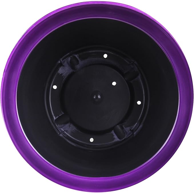 Garden Elements Indoor/Outdoor Glazed Brushed Happy Plastic Planter, Large, Dark Purple, 15"