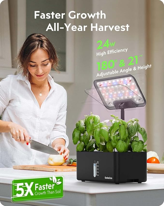 GardenCube Replacement Accessories Kit: LED Grow Light & Water Pump, for HP-GC001 8pods Hydroponics Growing System (Black)