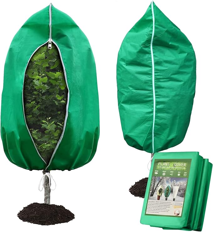Plant Covers Freeze Protection – 4 Pack 72"x48" Extra Large Frost Blankets for Outdoor Plants, 2.8oz/yd² Heavy-Duty Tree Covers with Zipper & Drawstring – Reusable Winter Plant Freeze