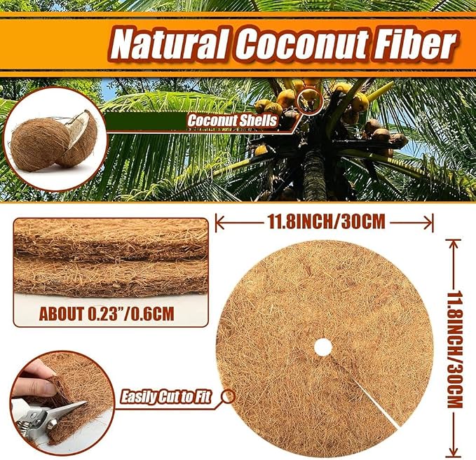 16Pcs Coconut Fiber Tree Ring Mulch Mat 11.8 Inch Mulch Ring Plant Protectors Mat for Indoor Outdoor Plants