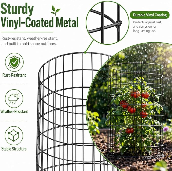 30Pcs Plant Protector from Animals, 10 Pack Metal Wire Plant Cages for Garden, 13" H x 16" D Plant Protection Cage with Ground Stakes for Tomatoes, Vegetables, Flowers Rabbit & Squirrel Barrier