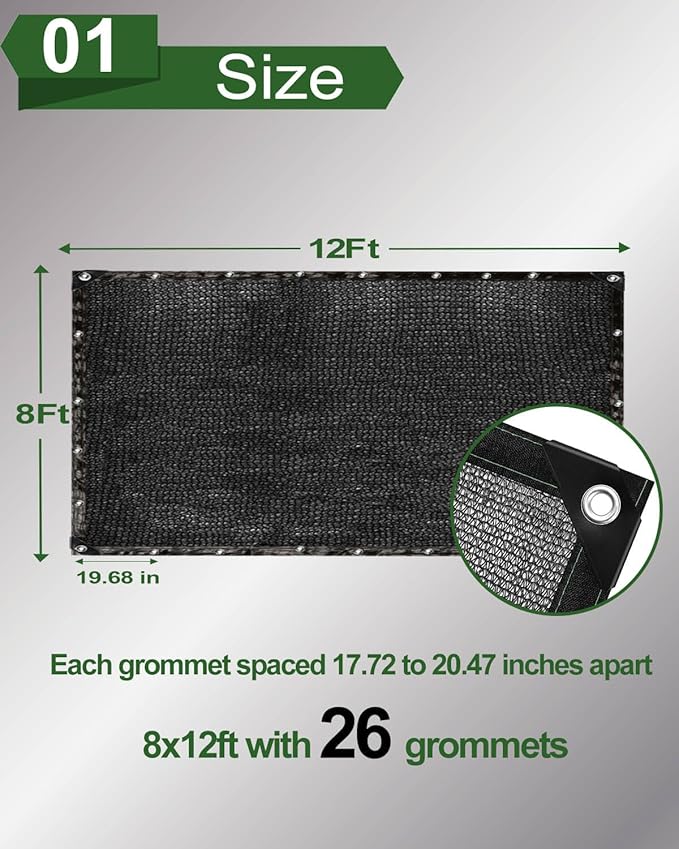 vensovo 40% Sunblock Shade Cloth Net Black Resistant - 8x12 Ft Garden Shade Mesh for Plant Cover, Greenhouse, Chicken Coop, Kennels, Tomatoes Plants