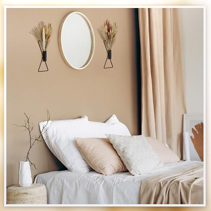 Peryiter 2 Pcs Boho Black Wall Decor Metal Wall Art x Shaped Hanging Planters with Artificial Pampas Modern Home Bedroom Decor for Bathroom Living Room Dining Room