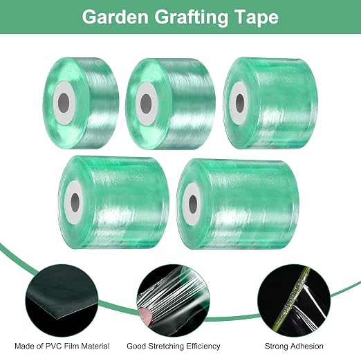 M METERXITY 5-Pack Grafting Tape, 131yards Tree Grafting Tape Per Pack, Plant Repair, Stretchable Floristry Film for Tree/Fruit/Poly Budding [0.8", 1.2", 1.6", 2", 2.4" W]