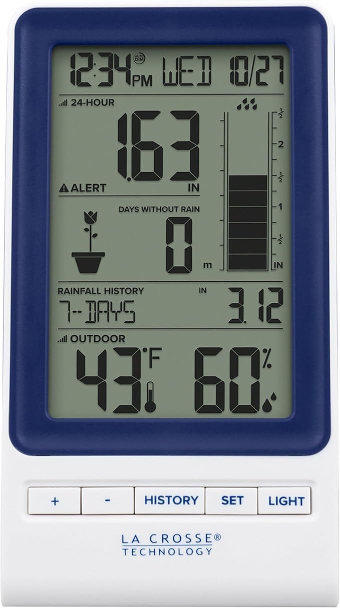 La Crosse Technology 724-1415BL Wireless Rain Station with Temperature and Humidity