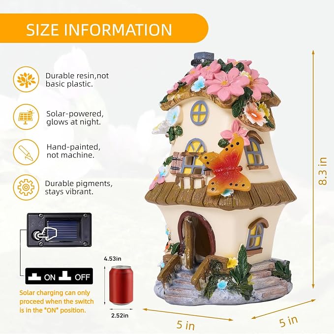 Fairy Garden Houses, Fairy Houses,Fairy Houses for Outside,Fairy Garden Houses Outdoor,Solar Fairy Garden,gnome House,Fairy Garden,Fairy Garden Accessories, for Women Gift/Teenage Gift