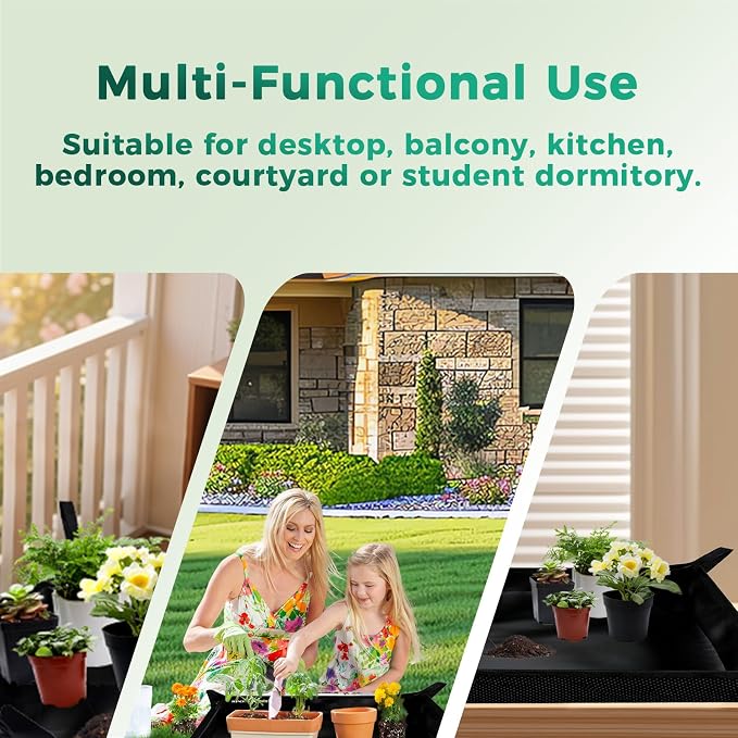 Plant Transplanting Mat - Thickened Waterproof Potting Mat, Succulent Gardening Mat, Portable Repotting Mat for Mess Control, Indoor Outdoor Use, PVC-Black, 19.7"x19.7"