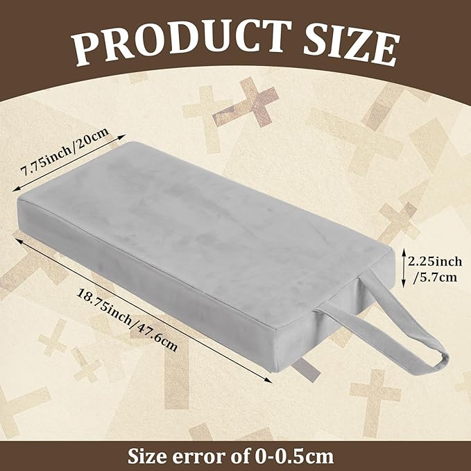 Colingmill Personal Prayer Kneeler Pad 18 3/4 Inch Christian Kneeling Pillow Microfiber and High Density Foam Personal Religious Prayer Kneeler Pad Pillow Bench for Kneeling Christian Gift (Grey)