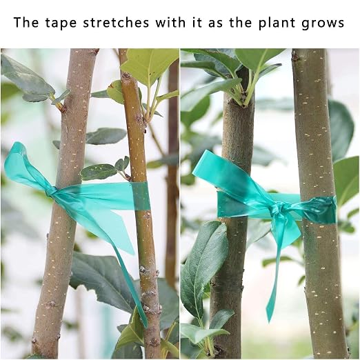 Garden Tie Tape 0.45" 290 Ft, Stretch Tie Tape Roll, Sturdy Plant Ribbon Garden Green PVC Plastic Stake Gardening Tools for Indoor Outdoor Patio Plant Use