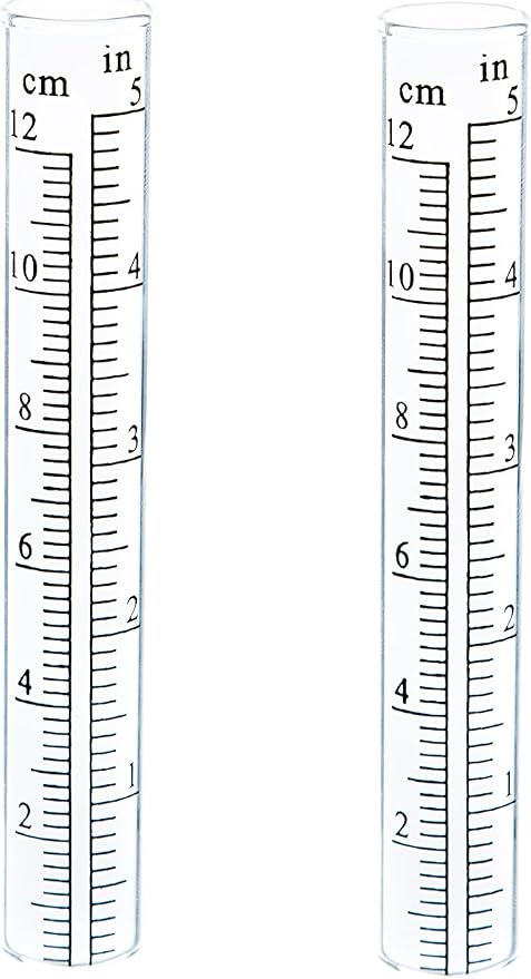 Evergreen Garden Glass Replacement Rain Gauge Tubes Maximum 5 Inches Measurement Set of 2