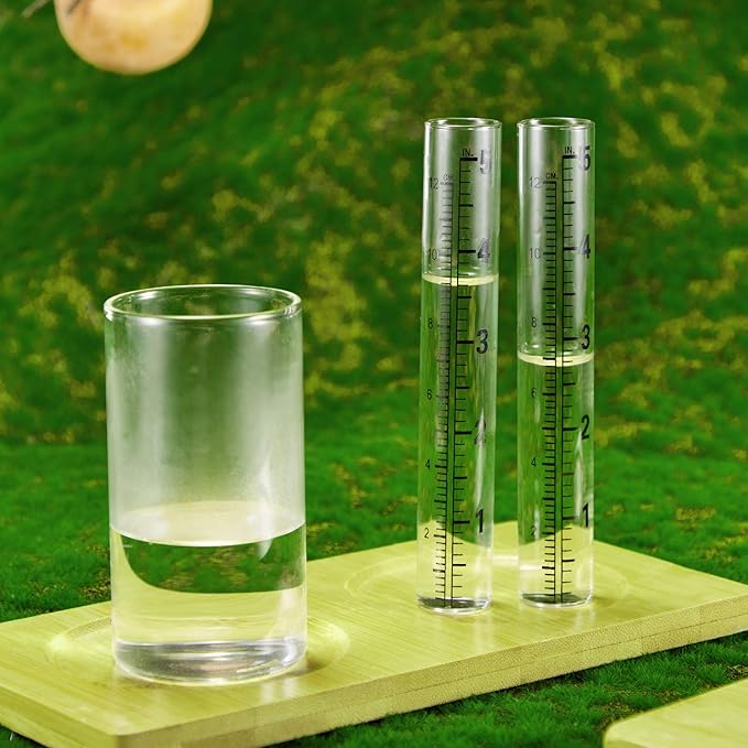 Frienda 4 Pieces 5 Inch Capacity Rain Gauge Glass Tube Replacement Rainfall Test Tube with Scale for Outdoor Home Yard Garden