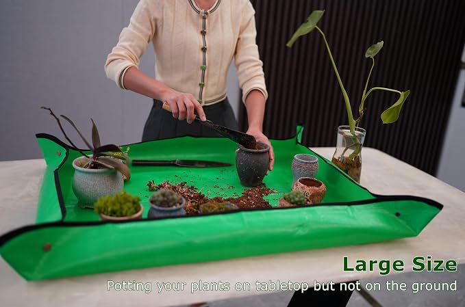 39.5"X31.5" Large Repotting Mat for Indoor Plants Transplanting/Dividing and Dirt Control, Gardenig Gifts for Women, Waterproof Gardening Potting Mat for Succulent