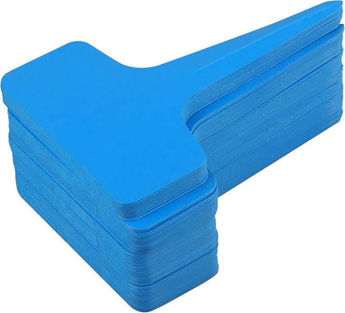 KINGLAKE Blue Plant Labels,100 Pcs 6 x10cm Plastic Plant T-Type Tags Nursery Garden Labels