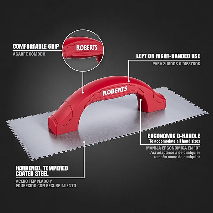 ROBERTS 49604 Dual-Notch Trowel for Installation of Residential and Commercial Carpet Flooring