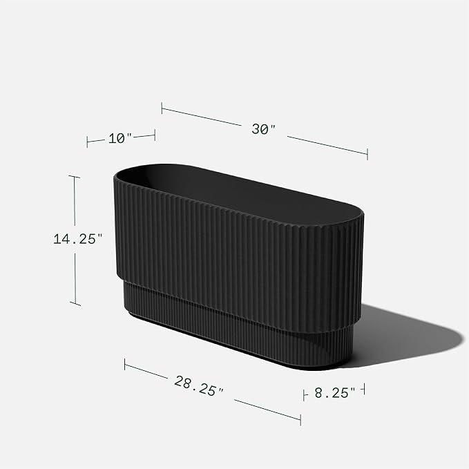 Veradek Demi Series Long Planter for Porch, Patio, Backyard | Durable Plastic-Concrete Material | Modern Décor for Shrubs, Flowers