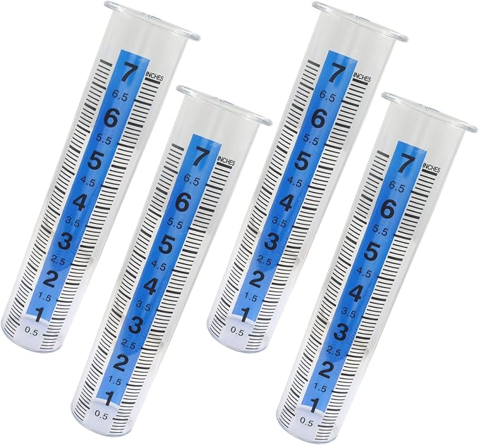 4Pcs 7Inch Rain Gauge Replacement Tube, Plastic Rain Gauges Outdoors for Yard, Garden, Water Gauge for Rain
