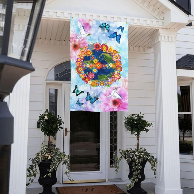 Love Peace Flower Flag 3x5 Ft Outdoor Indoor World Peace Flags Garden Yard Banner Outside Decorative Sign