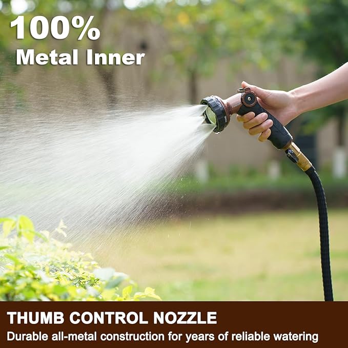 FANHAO Heavy Duty Garden Hose Nozzle, Metal Water Hose Sprayer with 6 Adjustable Patterns, High Pressure Water Nozzle with Thumb Control, On Off Valve for Car Washing, Garden & Pets Showering
