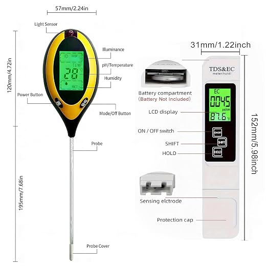 INNOVATIVE LIFE 4-in-1 Soil Moisture Meter Digital PH Meter/Soil Moisture/Temperature/Sunlight Intensity, Backlight LCD Display, Soil Test Meter for Garden, Lawn, Farm and Indoor Outdoor