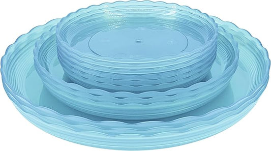 12Pcs Clear Plant Saucer, 6 8 10 Inch Durable Plastic Plant Tray, Round Plant Pot Saucers, Drip Tray for Indoor and Outdoor Garden, Blue
