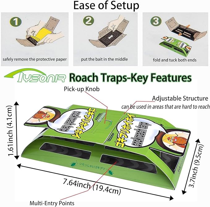 Roach Traps,Baited Glue Traps,Cockroach Trap Pet Friendly(5 apck)