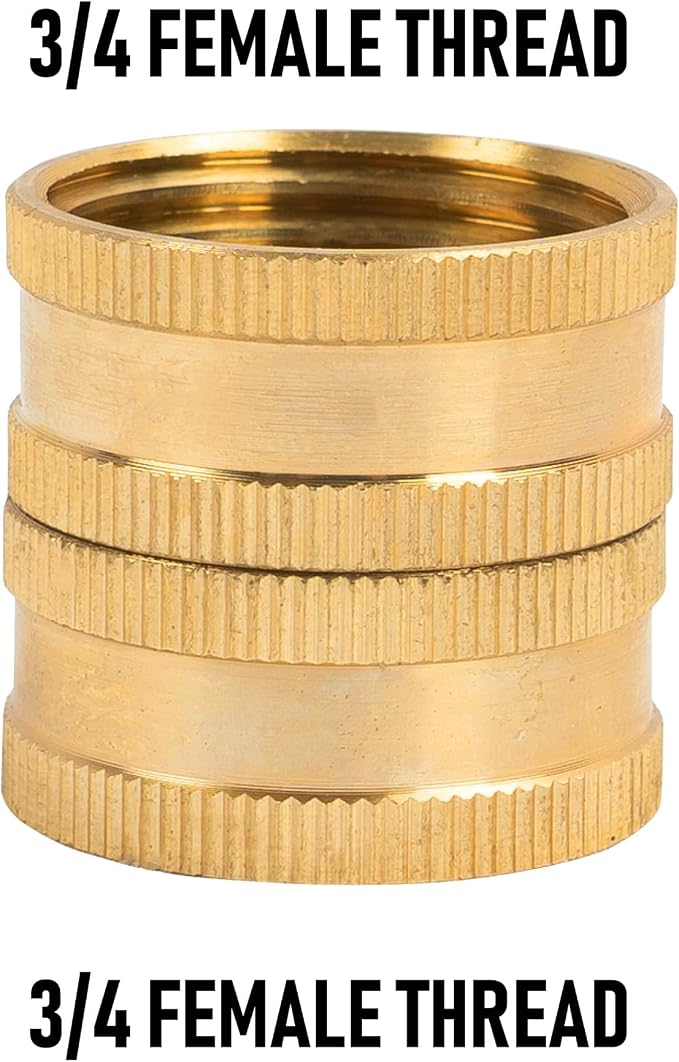 Hourleey Garden Hose Adapter, 3/4 Inch Solid Brass Hose Connectors, 4 Pack Hose Connector with 4 Extra Washers (Female to Female)