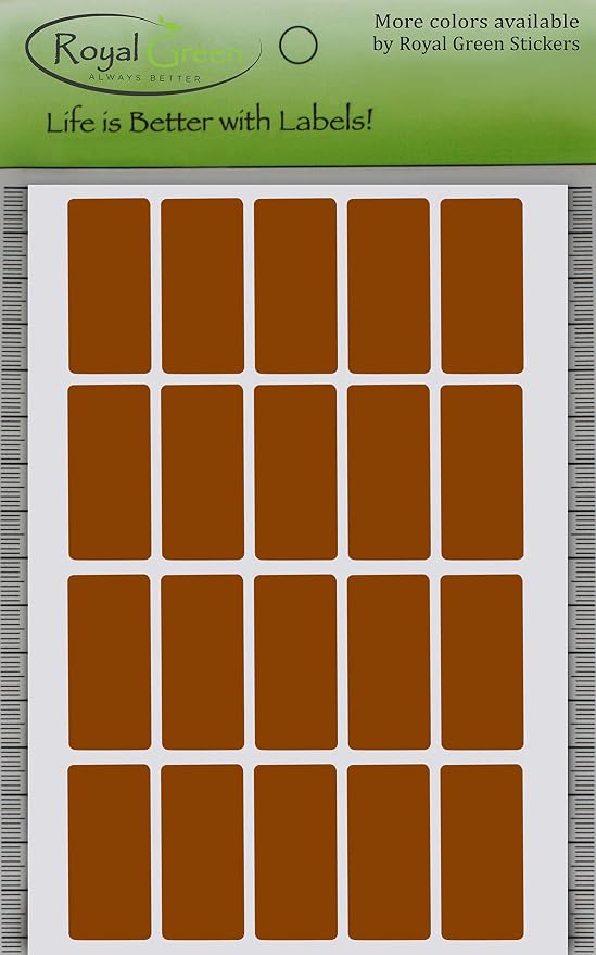 Royal Green Rectangular Brown Color Coding Stickers 1.57 inch x 0.75 inch (40mm x 19mm) - 1000 Pack