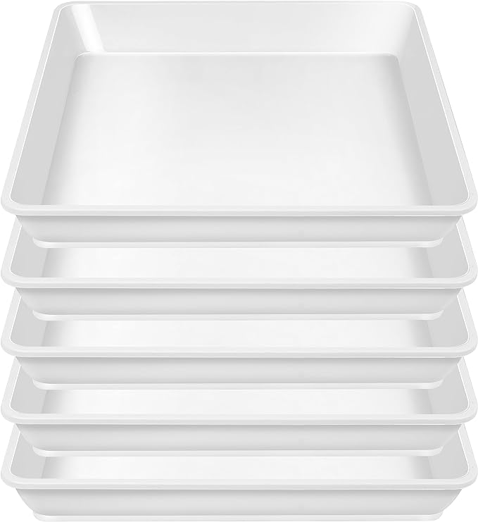 LWALRS 5 Pack Square Plant Saucer 14 Inch, Durable Plastic Plant Trays Plant Pot Saucers, Square Planters for Indoors and Outdoors Plants，Large Plant Saucers for Pots.