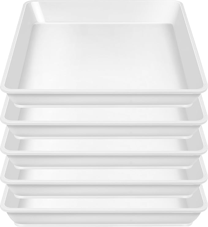 LWALRS Square Plant Saucer 10 Inch, 5 Pack Plastic Plant Water Dray Tray Plants, Pot Saucers for Plants Square Planters for Indoors and Outdoors Plants，Saucer for Plant Pots.