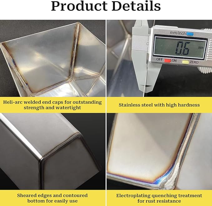 DEKEones Drywall Pan Mud, 12” Stainless Steel Watertight Reinforced Mud Pan, Tapered Sides, Drywall Tool Tray Bucket