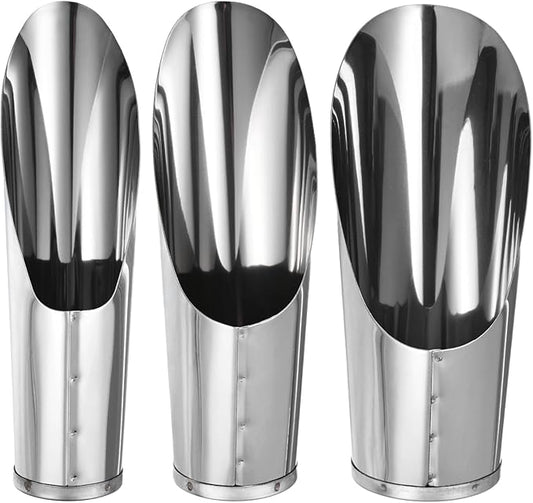M METERXITY 1-Set Bonsai Soil Scoop, 3 Sizes Stainless Steel Garden Soil Scoops Bucket Shovels Potting Scoopers for Transplanting/Flower Planting, Small Gardening Tools [Silver Tone]