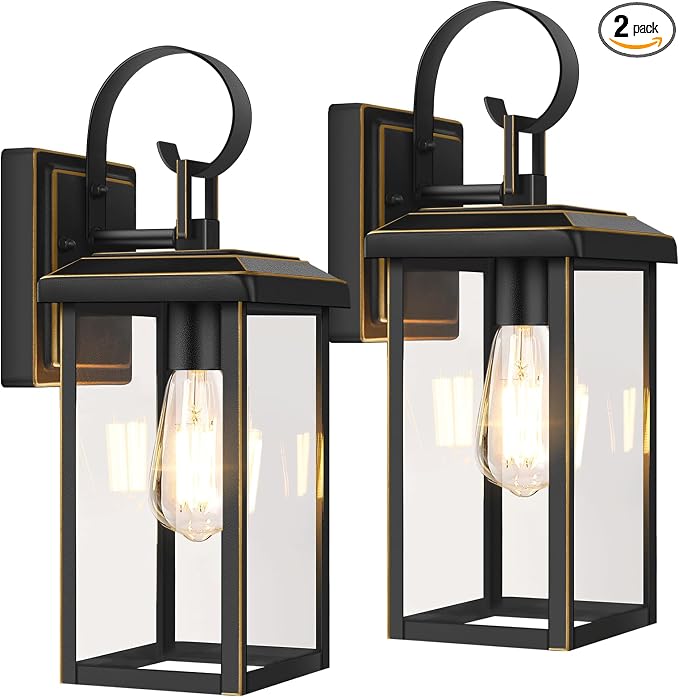 BesLowe 2-Pack Outdoor Wall Light Fixtures, 15" Exterior Lighting Fixtures Wall Mount, Waterproof Porch Lights Outdoor Wall Sconces Lanterns, Modern Outside Lights for House Front Door Garage, Bronze