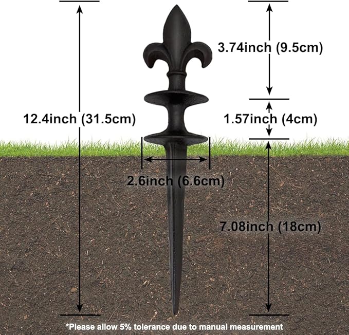 3 Pack Garden Hose Guide Spike, Decorative Hose Guide Support Stakes Antique Heavy Cast Iron Plant Saver Tools for Farm Garden Lawn Yard(Fleur De Lis)