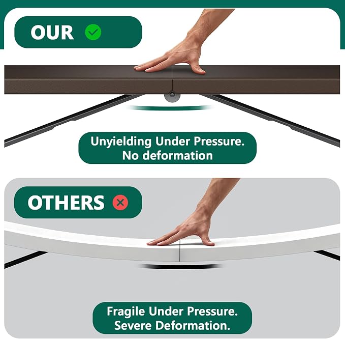 Folding Table 5ft - Heavy Duty Fold-in-Half Plastic Table, Portable Utility Tables with Steel Legs for Indoor, Outdoor, Picnic, Camping, Dining, Party (Brown)