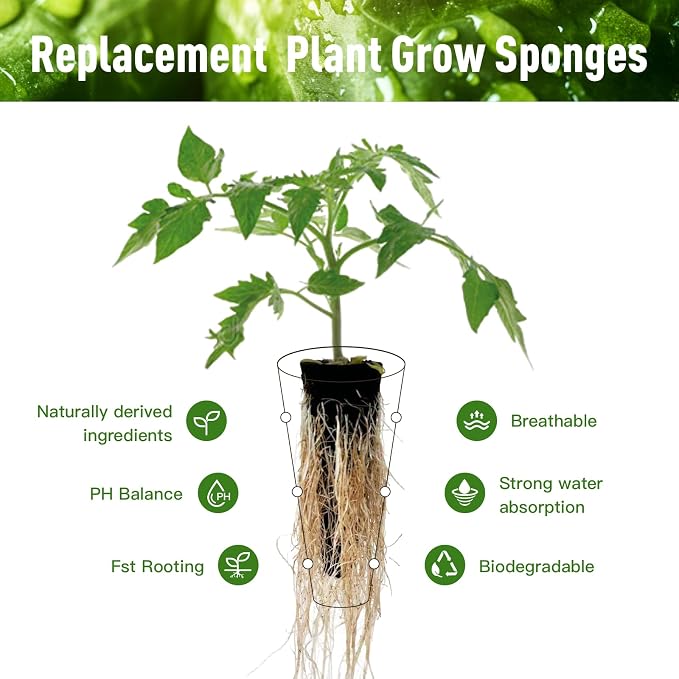 60 pcs Hydroponic Grow Sponges Seed Pods Replacement, Compatible with AeroGarden iDOO and Most Hydroponic Systems. Rapid Rooting Nursery Sponges.