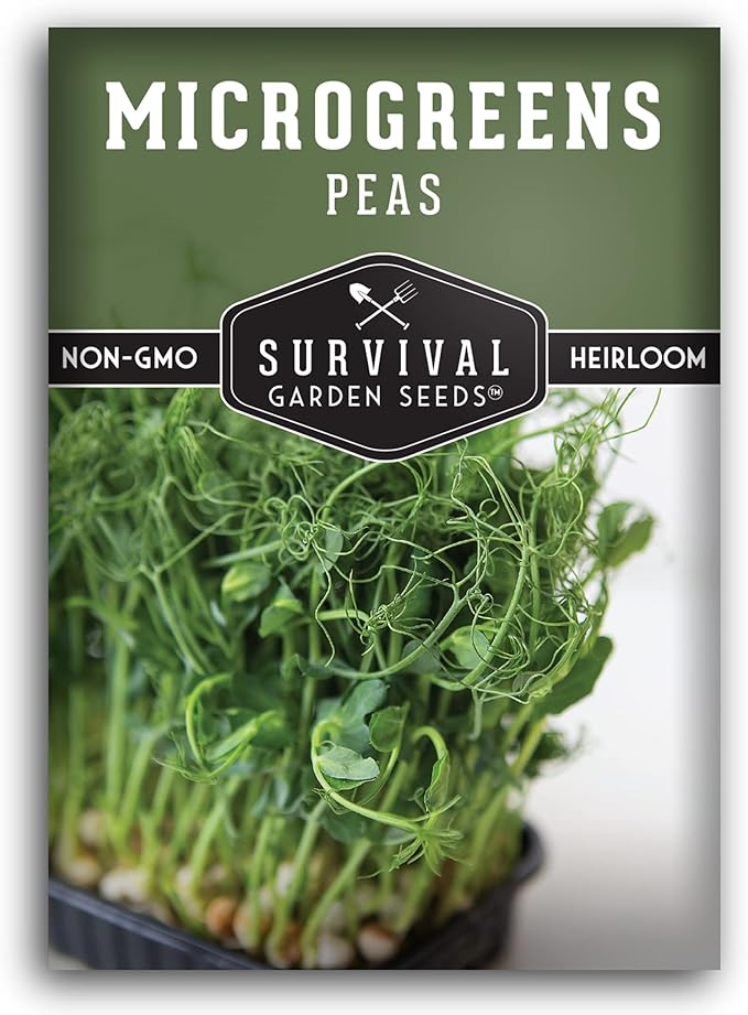 Pea Microgreens Seeds for Sprouting and Growing Indoors – Sweet, Tender Shoots for Windowsill or Countertop Gardens – Grow Your Own Mini Greens – Non-GMO Heirloom – Survival Garden Seeds (1 Pack)