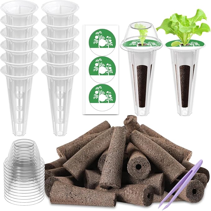 79 Pcs Seed Pod Kit Compatible with Aero Garden Ahope Garden Z243 - Grow Anything Kit for Indoor Garden Hydroponics Growing System with 24 Grow Sponges, 12 Grow Baskets, 12 Domes, 30 Labels